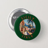 Sicilië Italië Retro noodlijdende cirkel Ronde Button 5,7 Cm (Voorkant /achterkant)