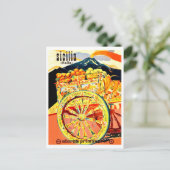 Sicilië, Italië, vervoer vol fruit, vintage Briefkaart (Staand voorkant)