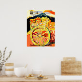 Sicilië, Italië, vervoer vol fruit, vintage Poster (Keuken)