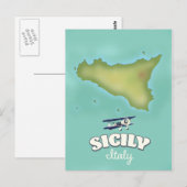 Sicilië Italië vintage stijl kaart (Voorkant / Achterkant)