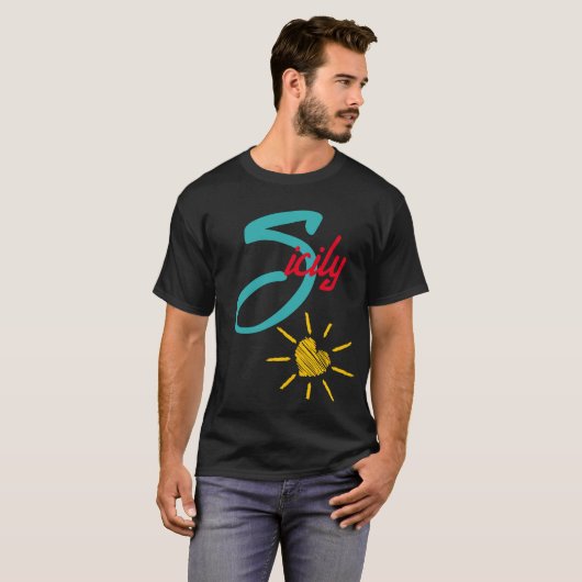 Sicilië met zonneschijn hart t-shirt (Voorkant volledig)