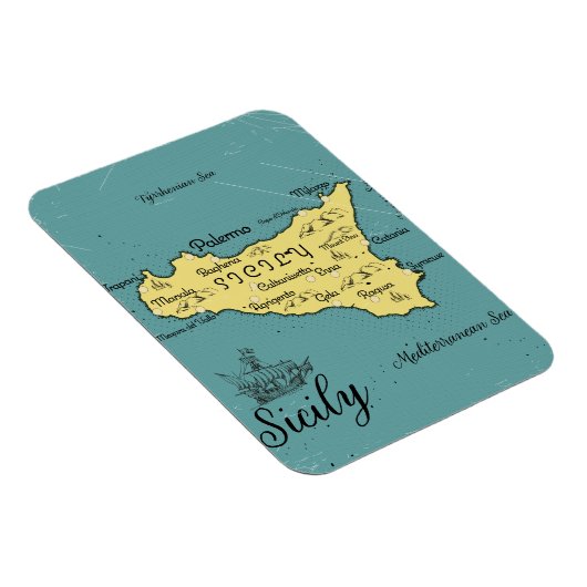 Sicilië  nautische kaart magneet (Rechterzijde)