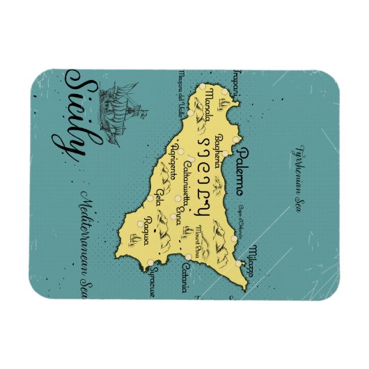 Sicilië  nautische kaart magneet (Horizontaal)