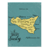 Sicilië  nautische kaart perfect poster (Voorkant)