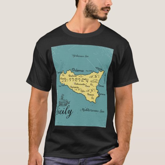 Sicilië  nautische kaart t-shirt (Voorkant)