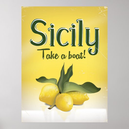 Sicilië - Neem een boot vintage citroen reisposter Poster (Voorkant)