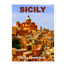 Sicilië Piazza Armerina Travel Poster