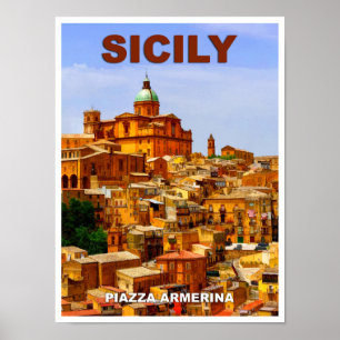 Sicilië Piazza Armerina Travel Poster