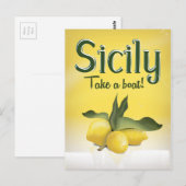 Sicilië poster voor het reizen met citroenen briefkaart (Voorkant / Achterkant)
