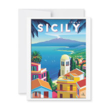  Sicilië Reizen Poster Platte Kaart - SICILIA