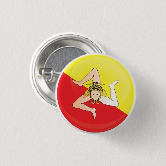Sicilië ronde pictogramvlag ronde button 3,2 cm (Voorkant /achterkant)