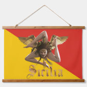 Sicilië (Sicilia) Trinacria en Vlag Tapestry Hangend Wandkleed (Voorkant)