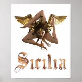 Sicilië/Siciliaanse Medusa Trinacria Poster