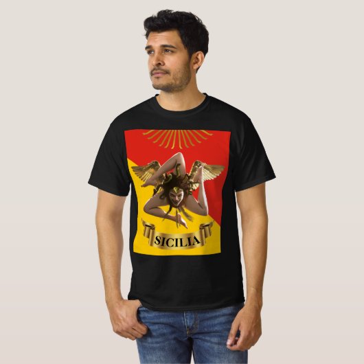 Sicilië/Sicilië Medusa Trinacria Poster T-Shir T-shirt (Voorkant volledig)