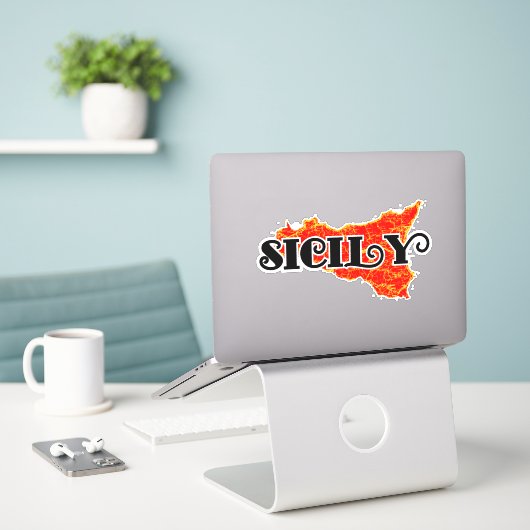 Sicilië Sticker (Laptop op bureau)