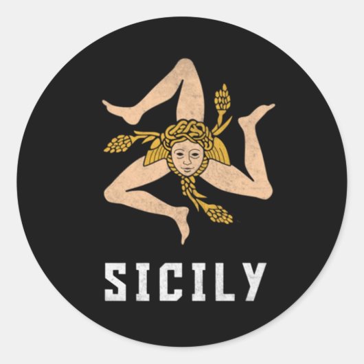 Sicilië  Stijl Vlag Ronde Sticker (Voorkant)