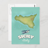Sicilië  stijlkaart Italië Briefkaart (Voorkant / Achterkant)