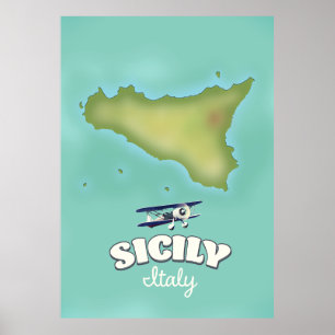 Sicilië  stijlkaart Italië Poster