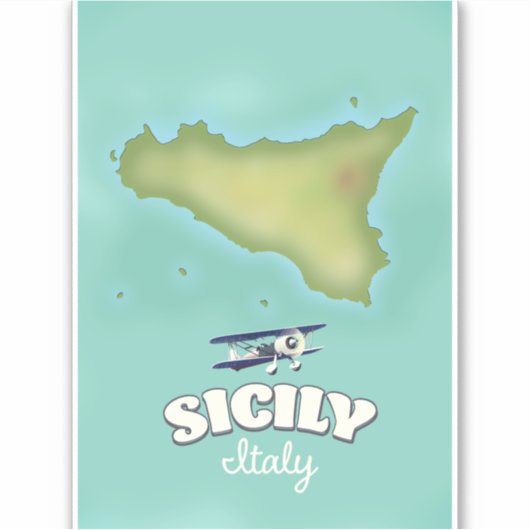 Sicilië  stijlkaart Italië Sticker (Voorkant)