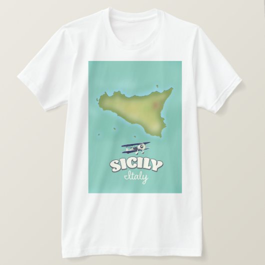 Sicilië stijlkaart Italië T-shirt (Design voorkant)