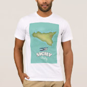 Sicilië stijlkaart Italië T-shirt (Voorkant)