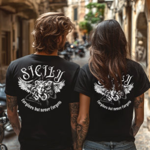 Sicilië vergeeft maar vergeet nooit Gothic Trinacr T-shirt