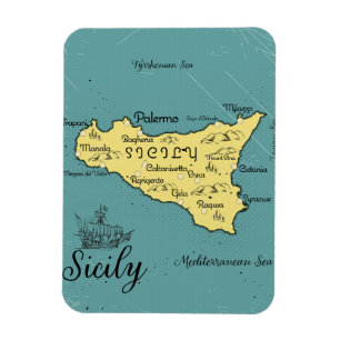 Sicilië Vintage Nautische Kaart Magneet