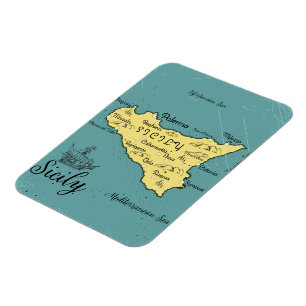 Sicilië Vintage Nautische Kaart Magneet