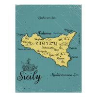 Sicilië Vintage Nautische Kaart