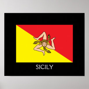 Sicilië vlag 14 x 11 inch, Poster papier (steen)