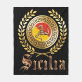 Sicilië Vlag en Embleem Geschenk Dekbed Fleece Deken (Voorkant)