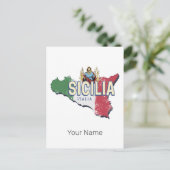 Sicilië Vlag Italië Retro kaart  Souvenir (Staand voorkant)