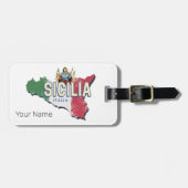 Sicilië Vlag Italië Retro kaart  Souvenir Bagagelabel (Voorkant horizontaal)