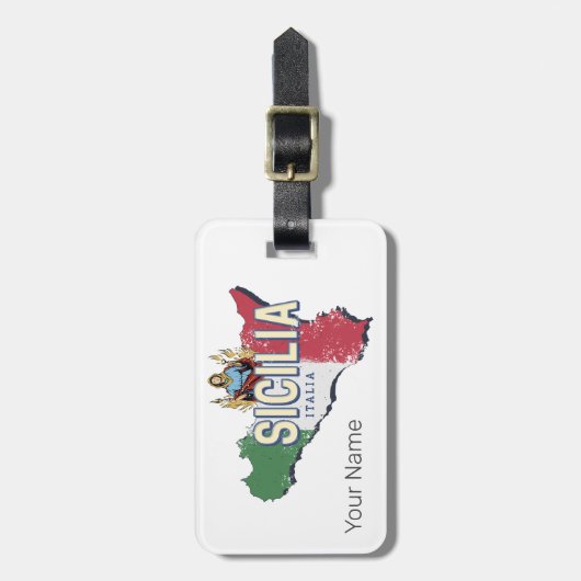 Sicilië Vlag Italië Retro kaart  Souvenir Bagagelabel (Voorkant verticaal)