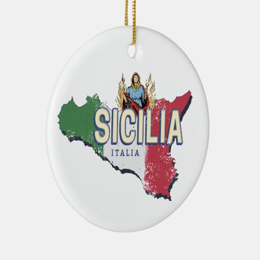 Sicilië Vlag Italië Retro kaart  Souvenir Keramisch Ornament (Rechts)