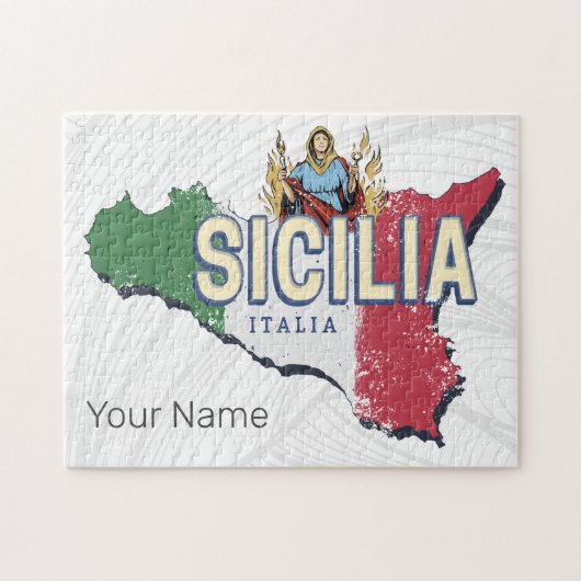 Sicilië Vlag Italië Retro kaart  Souvenir Legpuzzel (Horizontaal)