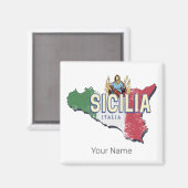 Sicilië Vlag Italië Retro kaart  Souvenir Magneet (Voorkant / Achterkant)