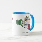 Sicilië Vlag Italië Retro kaart  Souvenir Mok (Voorkant rechts)