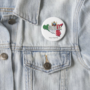 Sicilië Vlag Italië Retro kaart Souvenir Ronde Button 5,7 Cm