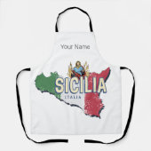 Sicilië Vlag Italië Retro kaart  Souvenir Schort (Voorkant)