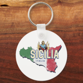 Sicilië Vlag Italië Retro kaart  Souvenir Sleutelhanger