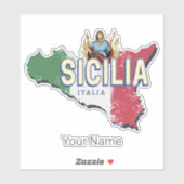 Sicilië Vlag Italië Retro kaart  Souvenir Sticker (Vel)