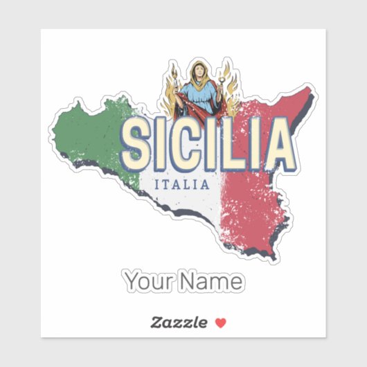 Sicilië Vlag Italië Retro kaart  Souvenir Sticker (Vel)