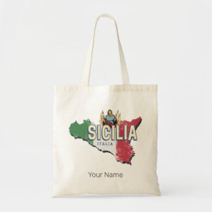 Sicilië Vlag Italië Retro kaart  Souvenir Tote Bag