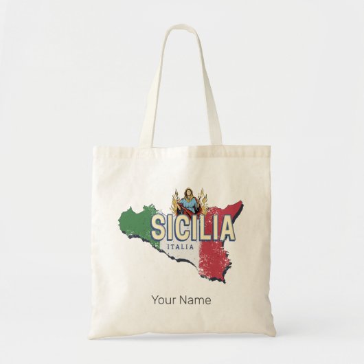 Sicilië Vlag Italië Retro kaart Souvenir Tote Bag (Voorkant)