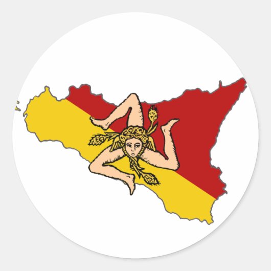 Sicilië Vlag Trinacria Sticker (Voorkant)