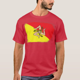 Sicilië Vlagkaart Italië Sicilië Italiaans Piz T-shirt