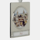 Sicilië Waterverf Schilderij Landschap Ornament Verzilverd Banner Ornament (Rechts)