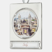 Sicilië Waterverf Schilderij Landschap Ornament Verzilverd Banner Ornament (Links)