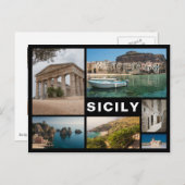 Sicilië zwart briefkaart met meerdere afbeeldingen (Voorkant / Achterkant)